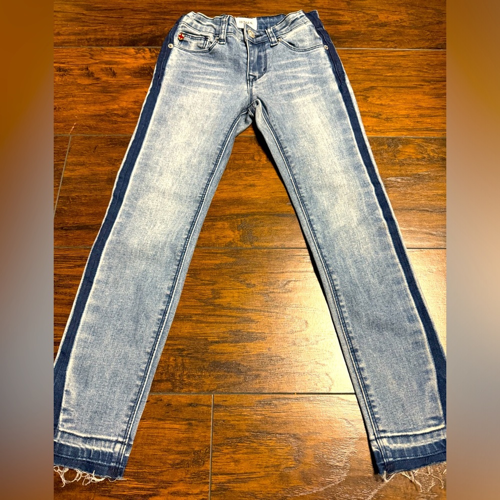 Hudson Washed Striped Skinny Jeans Blue Girls Size 10